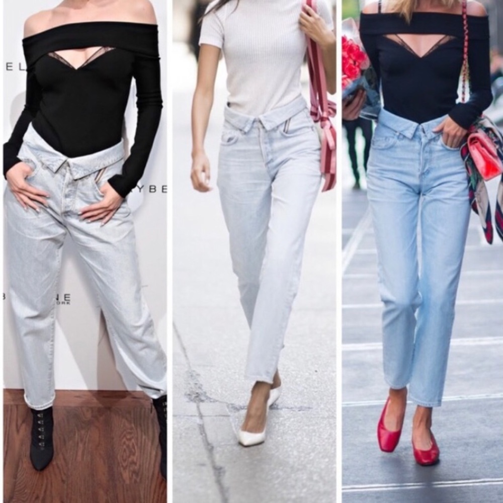 Revolve Button fly High Rise tapered leg Skinny Kendall + Kylie Jeans Y2K style